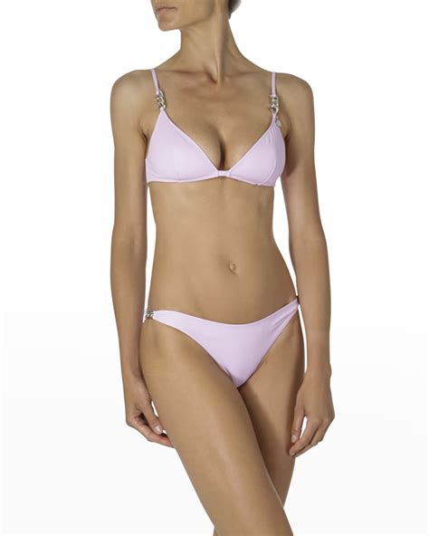 Stella McCartney Falabella Chain Triangle Bikini Top Recycled Nylon Neiman Marcus