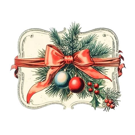 Premium Photo Vintage Christmas Clip Art Wreath