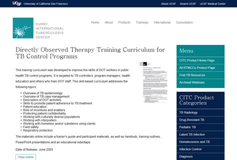 Directly Observed Therapy Dot Training Curriculum For Tb Control