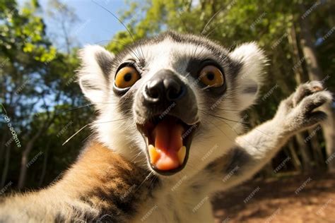 Premium Ai Image Ringtailed Lemur Lemur Catta Taking A Selfie Generative Ai