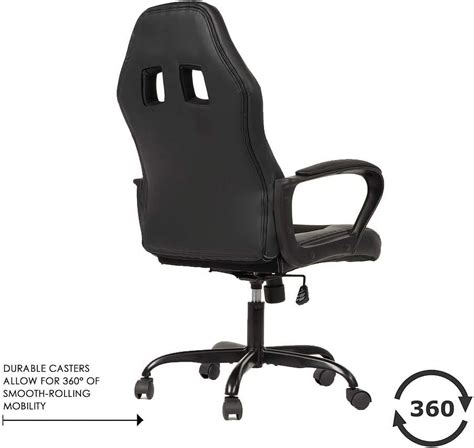 YRLLENSDAN Black Gaming Chairs, Office Desk Chair with Back Support and Casters for Adults ...