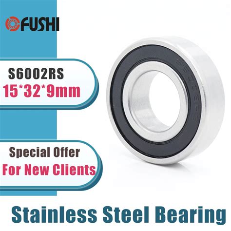 10PCS S6002RS Bearing 15 32 9 Mm ABEC 3 440C Stainless Steel S 6002RS