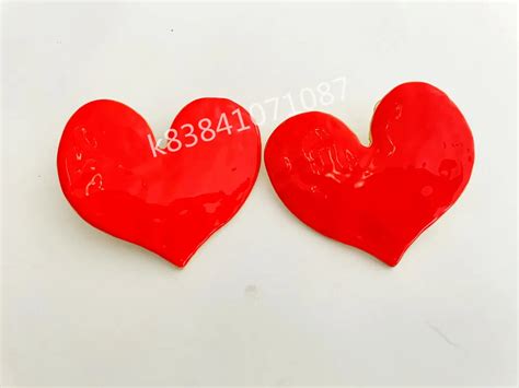 Oscar De La Renta Uneven Red Enamel Big Heart Oversized Clip On Clip Art Library