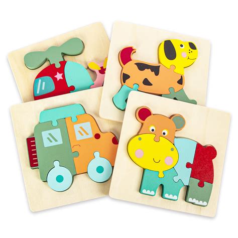 WOODENFUN Wooden Puzzles for Toddlers 1-3, Educational Gift Toys for ...