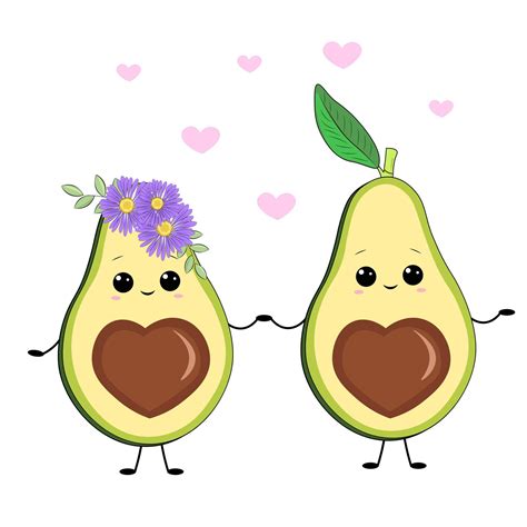 vector illustration half avocado couple in love 22231266 Vector Art at ...