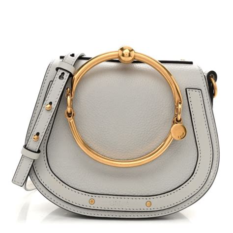 CHLOE Calfskin Suede Small Nile Bracelet Bag Airy Grey 1364300