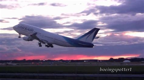 Corsair Boeing 747 400 Amazing Landing And Sunset Takeoff Youtube