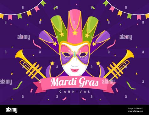 Mardi Gras Carnival Party Illustration With Mask Feathers And Item