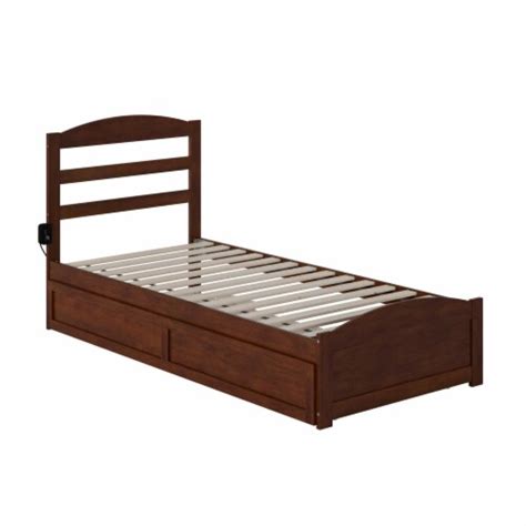 Warren Twin Extra Long Bed With Footboard And Twin Extra Long Trundle In Walnut 1 Kroger