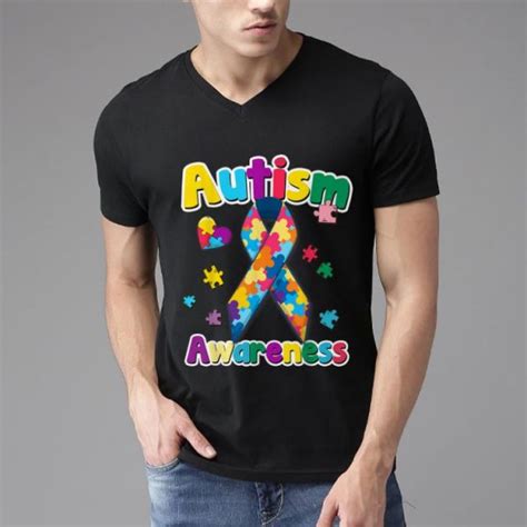 Awesome Ribbon Puzzle Pieces Colors Autism Awareness shirt, hoodie, sweater, longsleeve t-shirt