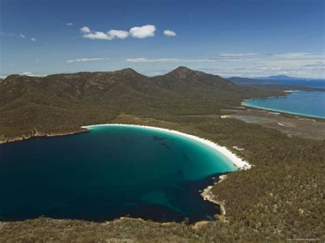 White Sand Beach Of Wineglass Bay Freycinet National Park On The Peninsula Tasmania