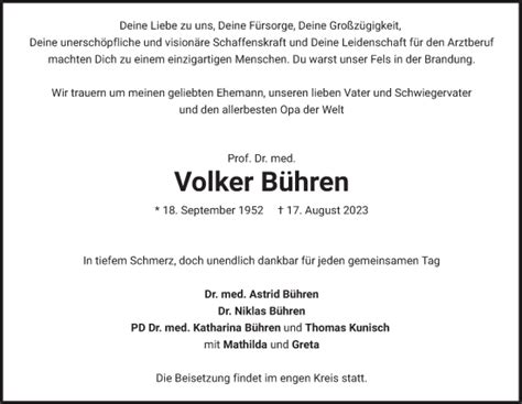 Traueranzeigen von Volker Bühren trauer merkur de