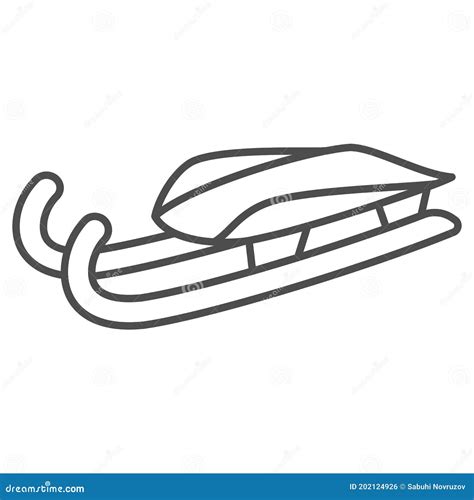 Sleigh for Luge Thin Line Icon, Winter Sport Concept, Snow Sleigh Sign