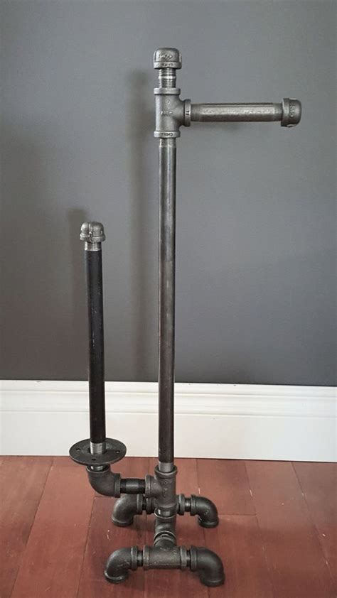 Industrial Steampunk Black Pipe Tall Floor Model Toilet Paper Etsy