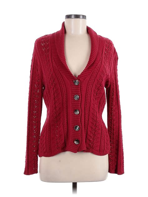 J Jill Color Block Solid Red Cardigan Size M 80 Off Thredup