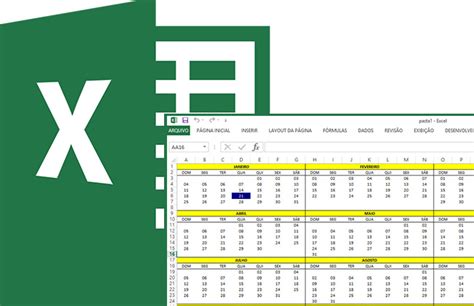 Como Criar Um Calendário Anual No Excel 2016 2013 Ou 2010 Hot Sex Picture