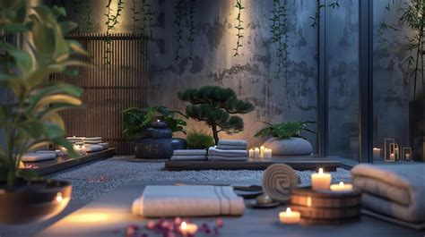 Premium Photo | A beautiful and serene spa room with a Zen garden