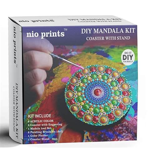 Nio Prints Wood Diy Mandala Art Kit Coasters With Stand Craft Kit With Dot Mandala Art Tools