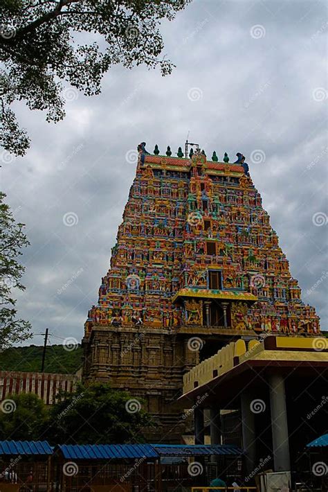 Beautiful Gopuram Of Alagar Kovil Temple Madurai Tamil Nadu Stock Photo