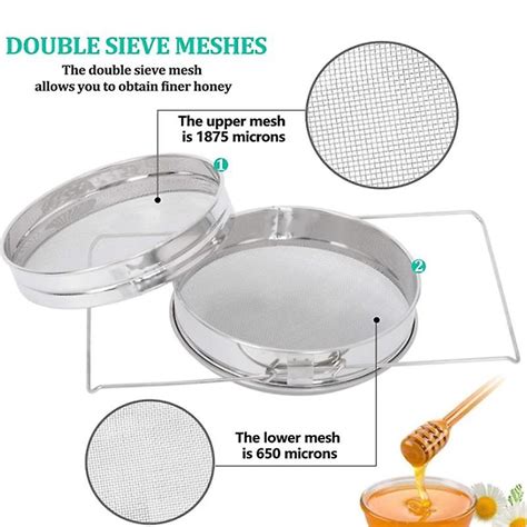 Newest Stainless Steel Honey Filters Double Sieve Honey Strainer Honey