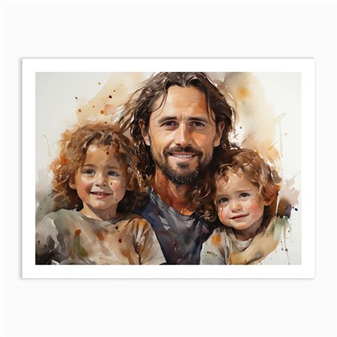 Jesus with little children - watercolor painting. 1 Art Print by WS ...