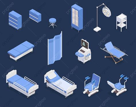 Hospital Medical Equipment Vector Png Images Isometric Set Of Various