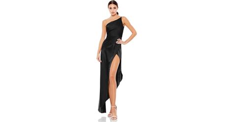 Mac Duggal Ieena Asymmetrical One Shoulder Gown In Black Lyst