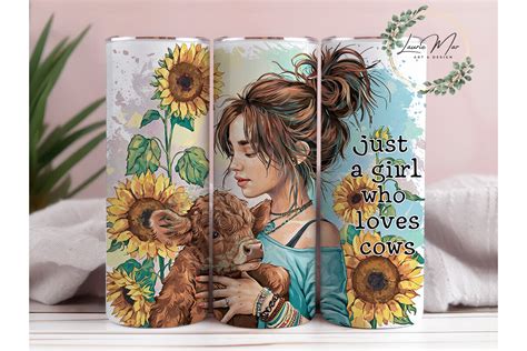 Just A Girl Who Loves Cows Tumbler Wrap Graphic By Lauriemar Cx