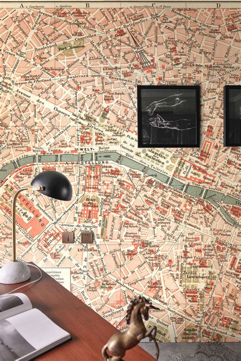 Vintage City Map Wallpaper Cityscape Print Unique Home Decor | Etsy