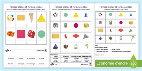 Fiches Dactivités Différenciées Les Formes Planes Et Solides