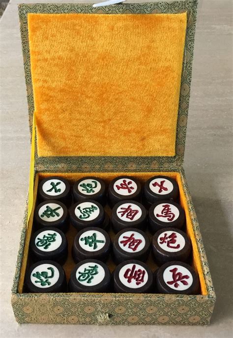 Bone and Ebony Xiangqi Pieces, Chinese Chess - ChessAntiques.com