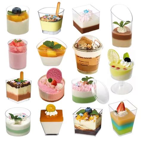 Disposable Plastic Ps Dessert Cup For Ice Cream Yogurt Mousse Pudding