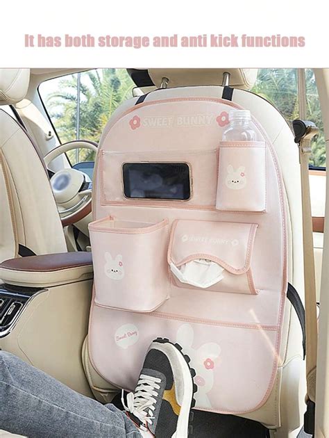 Pc Car Seat Back Storage Bag Cute Cartoon Car Mounted Storage Bag