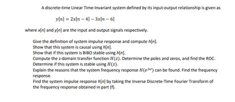 Solved A Discrete Time Linear Time Invariant System Defined