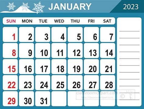 Calendar Clipart-january 2023 Calendar With Days Of The, 52% OFF