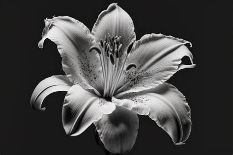 White Lily Flower on Black Background. Beautiful Wallpaper or Home Art Stock Image - Image of ...