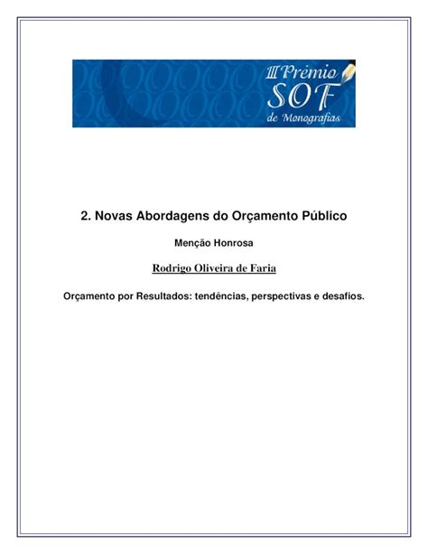 Pdf Oramento Por Resultados Particulares De Uma Mesma Constru O