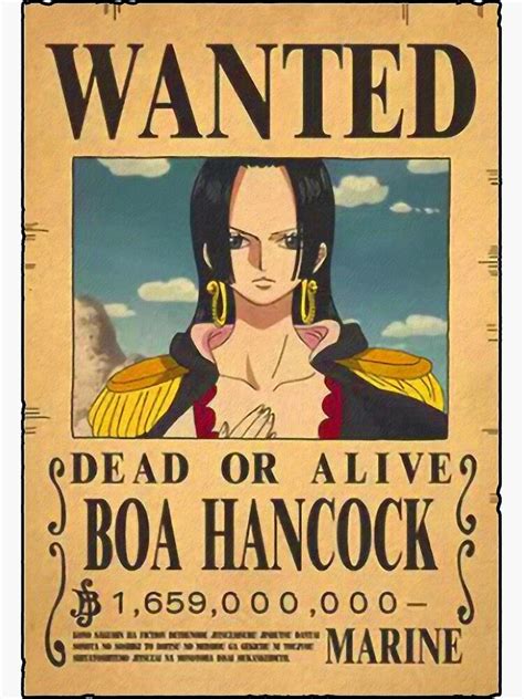 "Boa Hancock Wanted Poster - 1,659,000,000 Beli - One Piece Wanted Poster" Sticker for Sale by ...