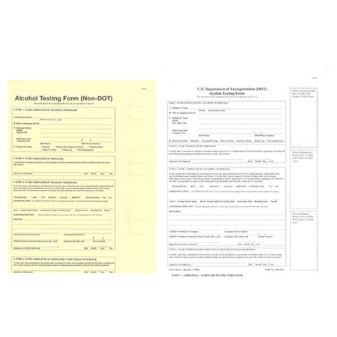 Breath Alcohol Testing Forms Bat Pre Printed Non Dot And Dot