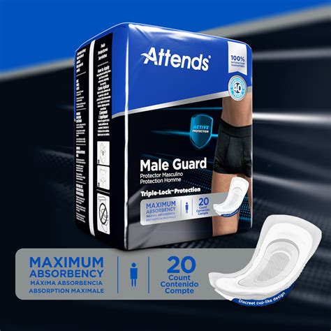 Attends Adult Male Guard Incontinent Pad Contoured 12 5 L 20 Ct