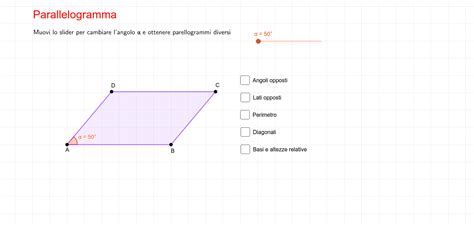 Parallelogramma Angoli Basi E Altezze Perimetro Diagonali GeoGebra