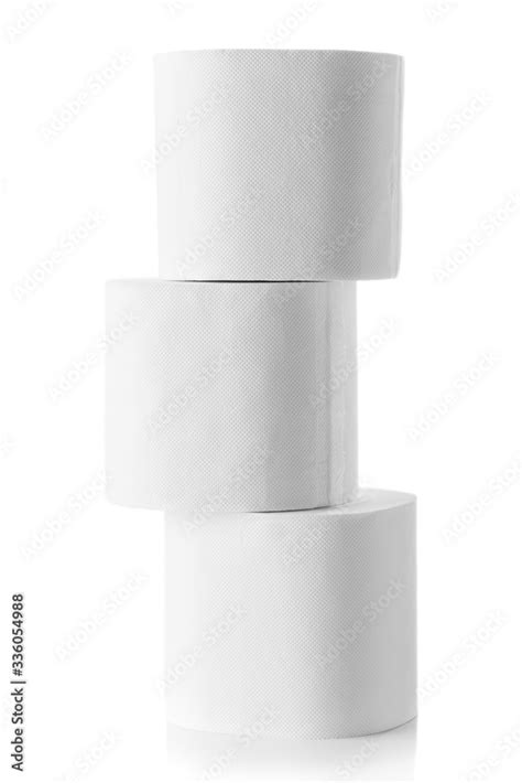 Stack with Toilet paper closeup on white background Stock Photo | Adobe ...