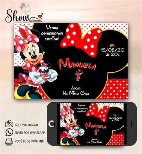 Convite Digital Minnie Vermelha Elo Produtos Especiais