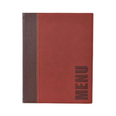 Trendy Wine Red Leather Style A Restaurant Menu Holder Menu Cover