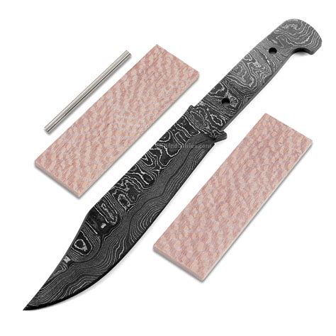 Clipper Usa Damascus Diy Blade Kit W Lacewood Scales Knifekits