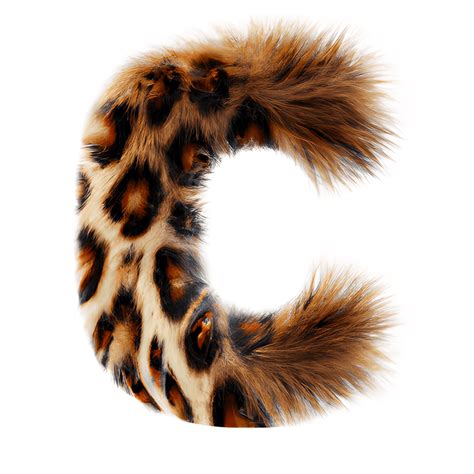 Leopard Furry Letter Alphabet C · Creative Fabrica