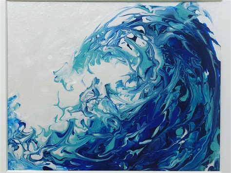 Acrylic Pouring Wave Painting 11x14 Canvas Acrylic