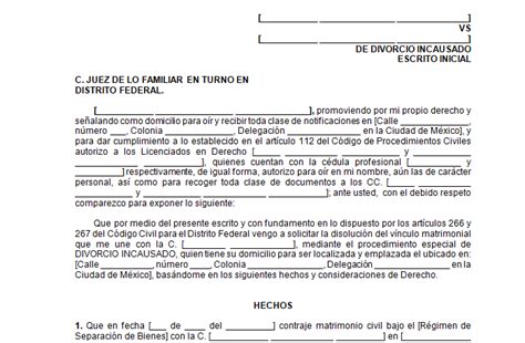 Formato De La Demanda De Divorcio Incausado En Pdf Diario Nacional