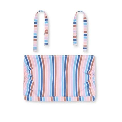 Xhilaration Swim Exhilaration Juniors Plus Size Metallic Longline Bandeau Bikini Top Nwt