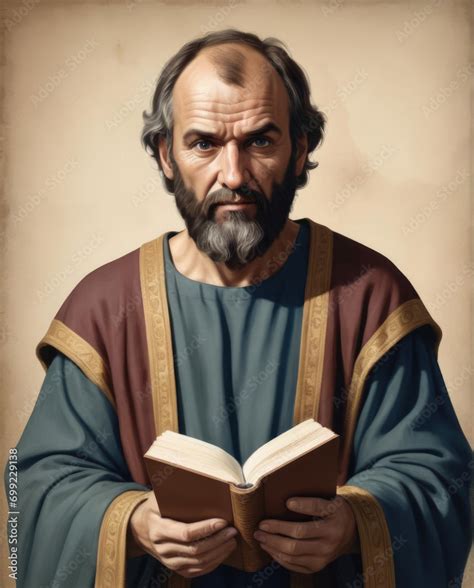 Apostle Paul - Realistic flat illustration of a biblical figure with a